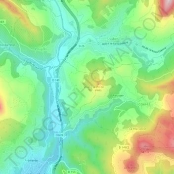 Vinas topographic map, elevation, terrain