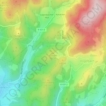 Salneck topographic map, elevation, terrain