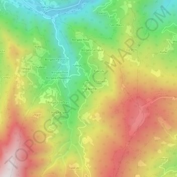 Chiot Martin topographic map, elevation, terrain