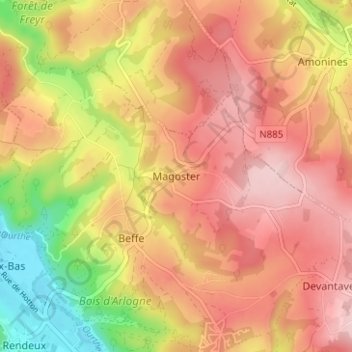 Magoster topographic map, elevation, terrain