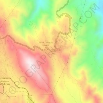 Dongollo topographic map, elevation, terrain