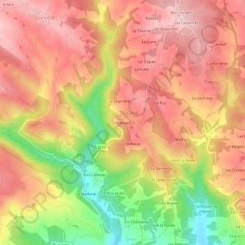 Chalivent topographic map, elevation, terrain