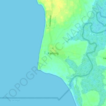 Kartong topographic map, elevation, terrain
