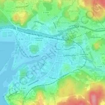 Uddevalla kommun topographic map, elevation, terrain
