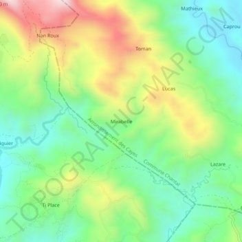 Mirabelle topographic map, elevation, terrain