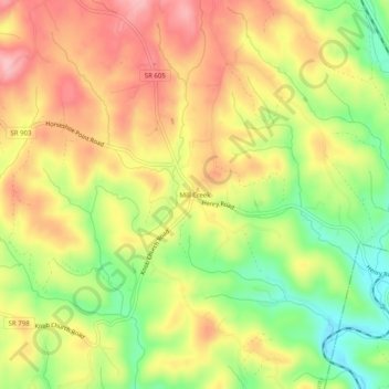 Mill Creek topographic map, elevation, terrain