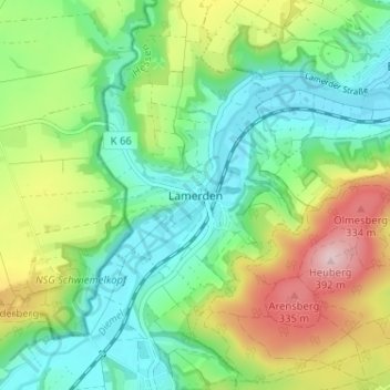 Lamerden topographic map, elevation, terrain