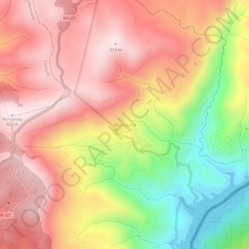 Mazouco topographic map, elevation, terrain