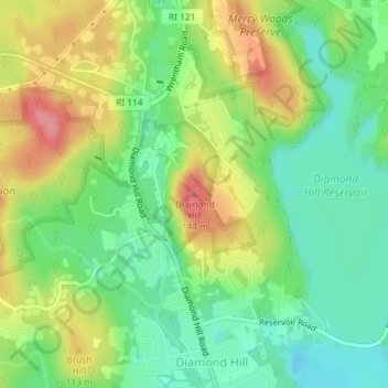 Diamond Hill topographic map, elevation, terrain
