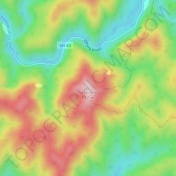 Pukemiro topographic map, elevation, terrain