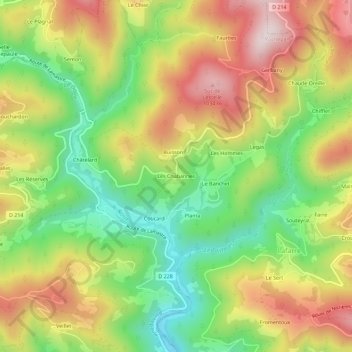 Les Chabannes topographic map, elevation, terrain