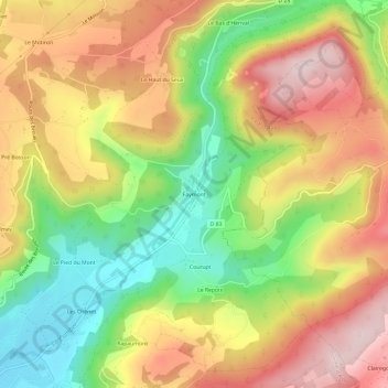 Faymont topographic map, elevation, terrain