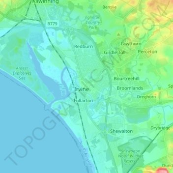 Irvine topographic map, elevation, terrain
