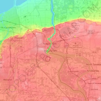Niagara Falls topographic map, elevation, terrain