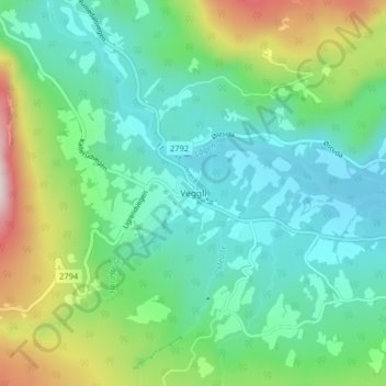 Veggli topographic map, elevation, terrain