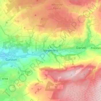 Newmilns topographic map, elevation, terrain