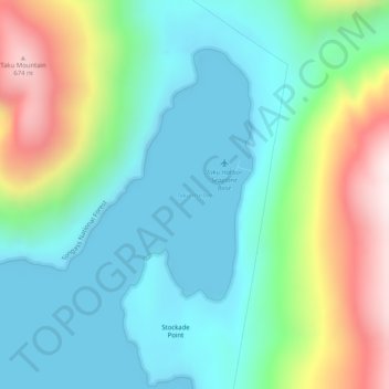 Taku Harbor topographic map, elevation, terrain