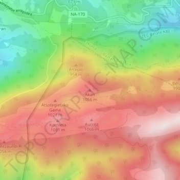 Akan topographic map, elevation, terrain