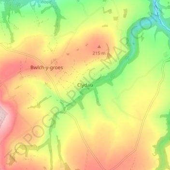 Clydau topographic map, elevation, terrain