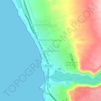 Pueblo Nuevo topographic map, elevation, terrain