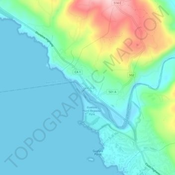 Gualala topographic map, elevation, terrain