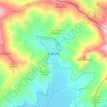 Vigirima topographic map, elevation, terrain