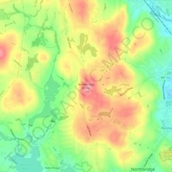 Northbridge Center topographic map, elevation, terrain
