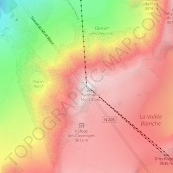 Terrasse Chamonix topographic map, elevation, terrain