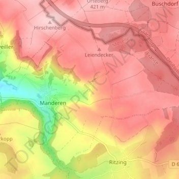 Tunting topographic map, elevation, terrain