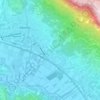 Žapuže topographic map, elevation, terrain