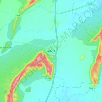 Achrol topographic map, elevation, terrain