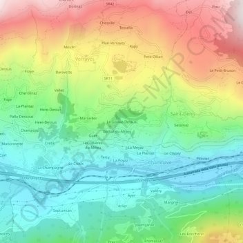 Le Goillaz-Dessus topographic map, elevation, terrain