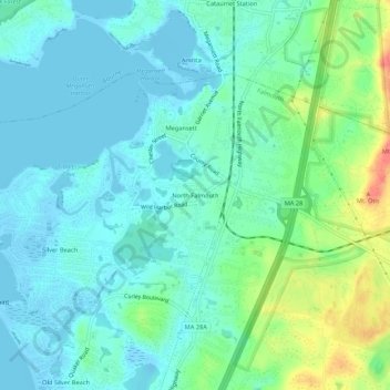 North Falmouth topographic map, elevation, terrain