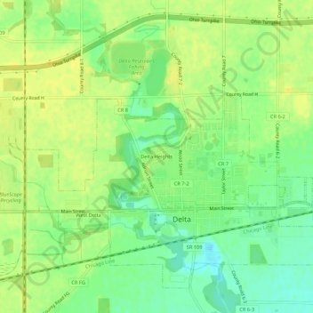 Delta Heights topographic map, elevation, terrain