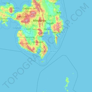 Davao Occidental topographic map, elevation, terrain