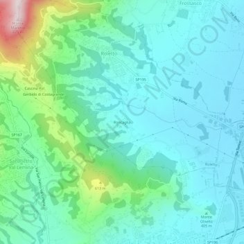 Roncaglia topographic map, elevation, terrain