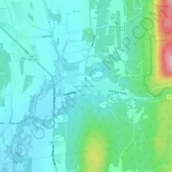 East Middlebury topographic map, elevation, terrain