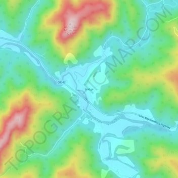 Bridge topographic map, elevation, terrain