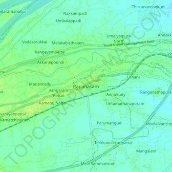 Papanasam topographic map, elevation, terrain