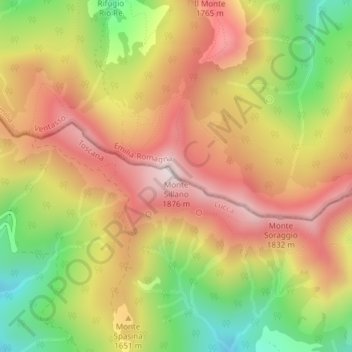 Monte Sillano topographic map, elevation, terrain