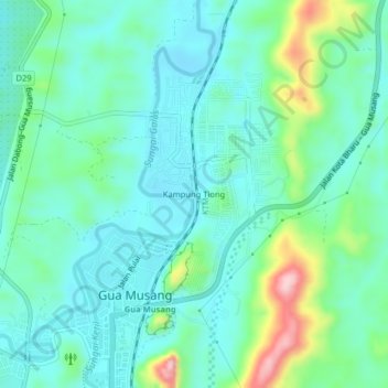 Kampung Tiong topographic map, elevation, terrain