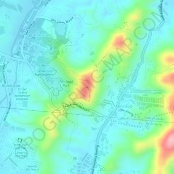 Bukit Padang topographic map, elevation, terrain