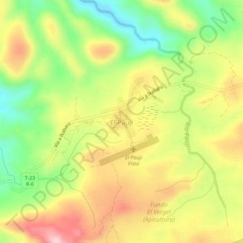 El Paují topographic map, elevation, terrain