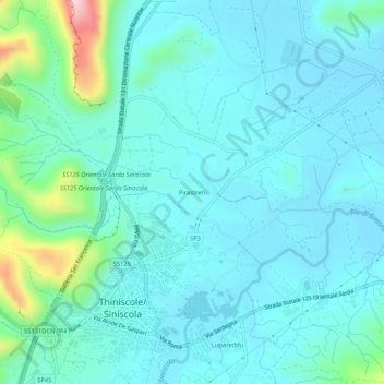 Pirastreri topographic map, elevation, terrain