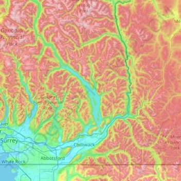 Fraser Valley topographic map, elevation, terrain