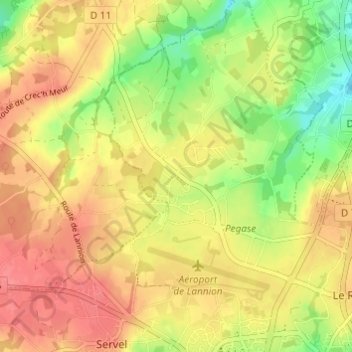 Le Rhu topographic map, elevation, terrain
