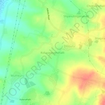 Koluvarayanahalli topographic map, elevation, terrain