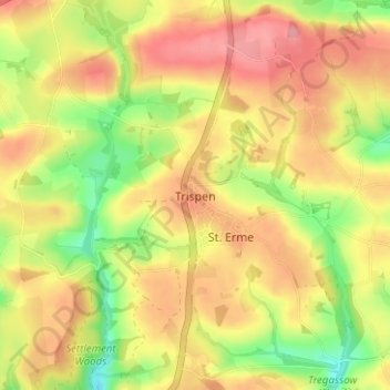 Trispen topographic map, elevation, terrain