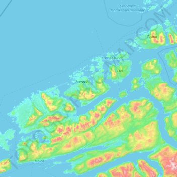 Averøya topographic map, elevation, terrain