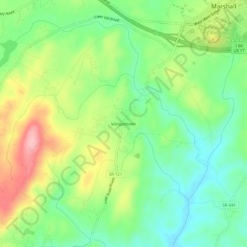 Morgantown topographic map, elevation, terrain